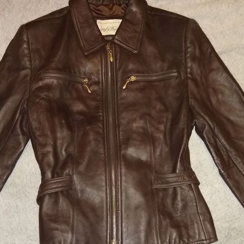 Lord and Taylor brown leather jacket